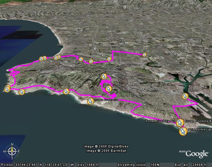 Google Earth View of SCMM PV Run, July 10, 2005